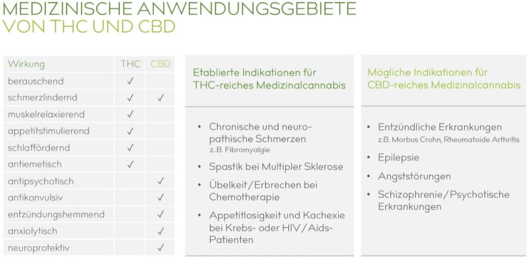 medizinische Anwendung von THC und CBD Grafik
